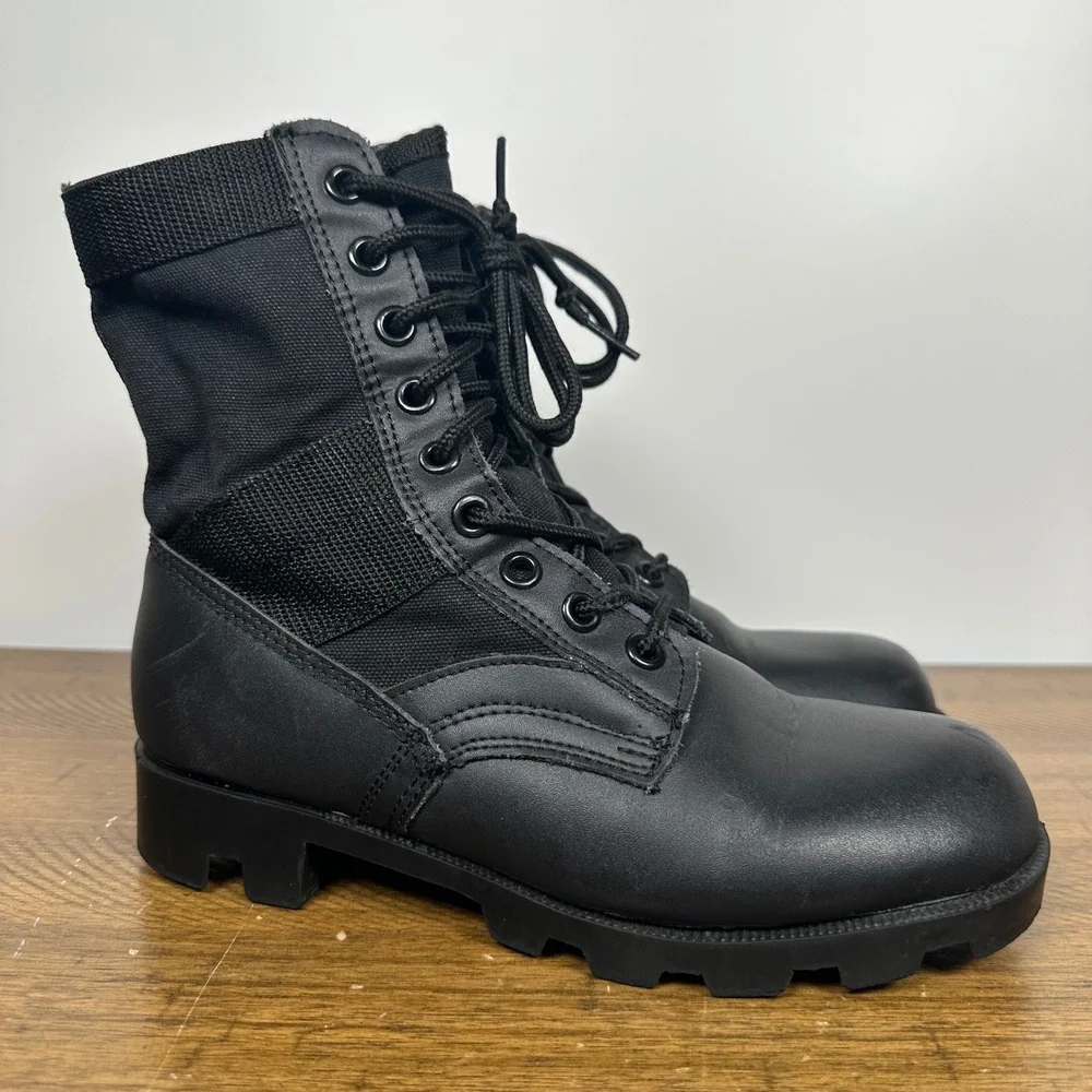 Rothco Jungle Boots Mens 5 Black Leather Canvas Speed Lace Military Combat Army
